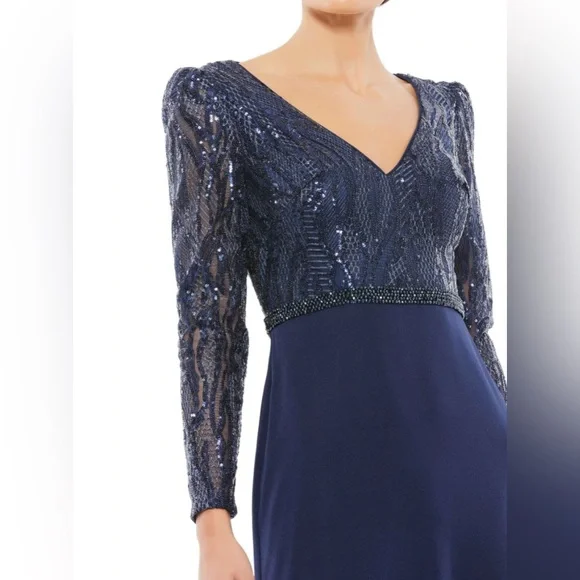 NWT Mac Duggal Embellished Long Sleeve Bodice Column Dress Size 4 $498 - Picture 3 of 5